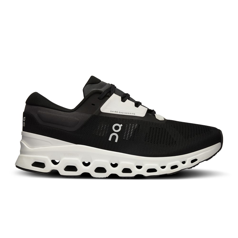 On |Men QC Cloudstratus 3 Road Running Shoes Black / Frost | XW99-A2RV