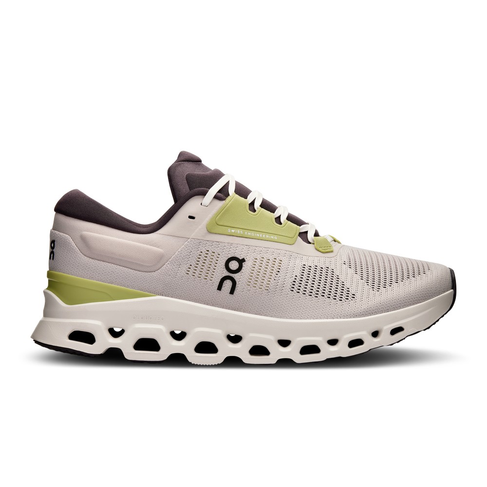 On |Men QC Cloudstratus 3 Road Running Shoes Pearl / Ivory | EE60-Z5LU