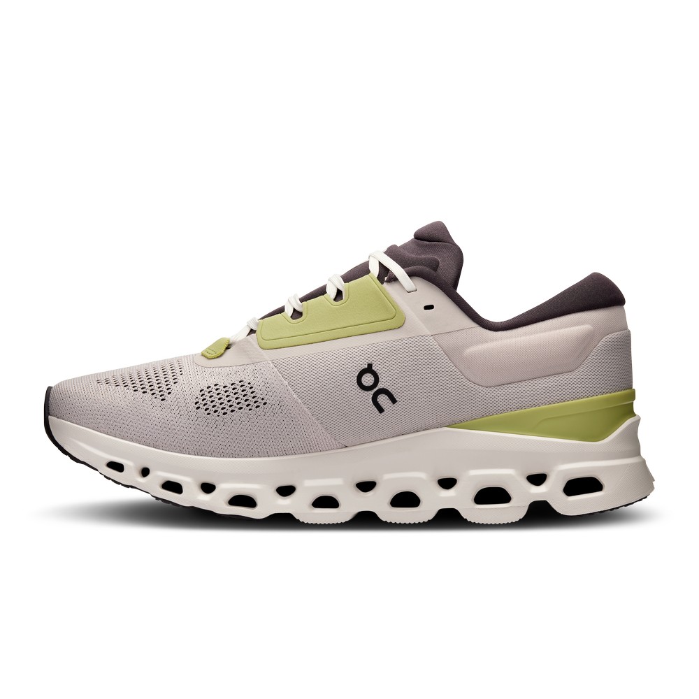 On |Men QC Cloudstratus 3 Road Running Shoes Pearl / Ivory | EE60-Z5LU