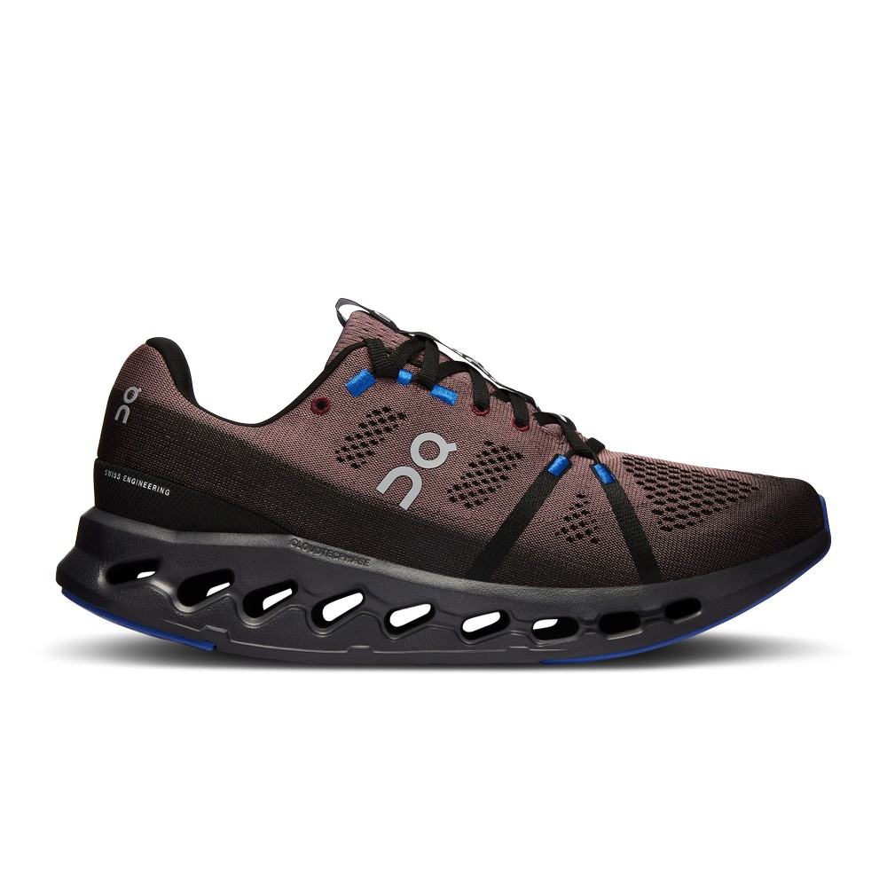 On |Men QC Cloudsurfer Road Running Shoes Black / Cobalt | TT71-T3UB