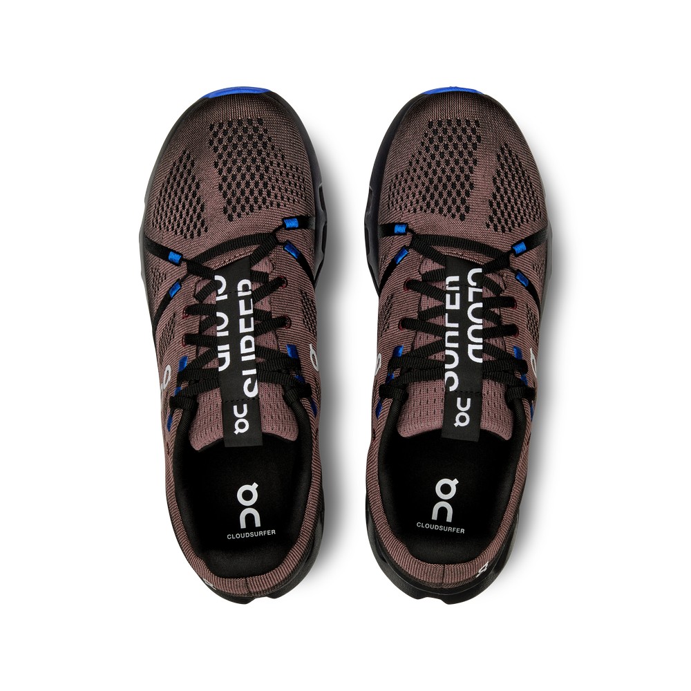 On |Men QC Cloudsurfer Road Running Shoes Black / Cobalt | TT71-T3UB