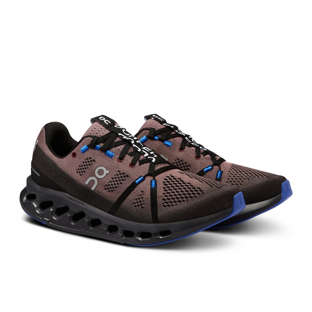 On |Men QC Cloudsurfer Road Running Shoes Black / Cobalt | TT71-T3UB