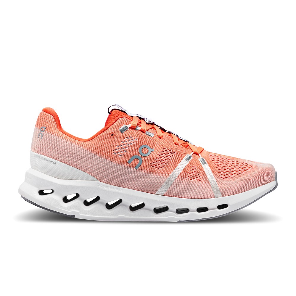 On |Men QC Cloudsurfer Road Running Shoes Flame / White | GA51-C2HM