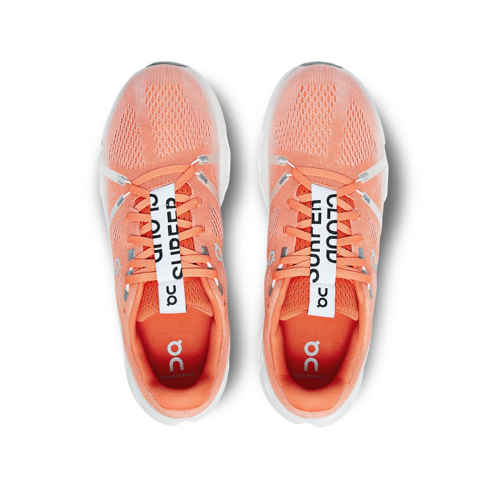 On |Men QC Cloudsurfer Road Running Shoes Flame / White | GA51-C2HM