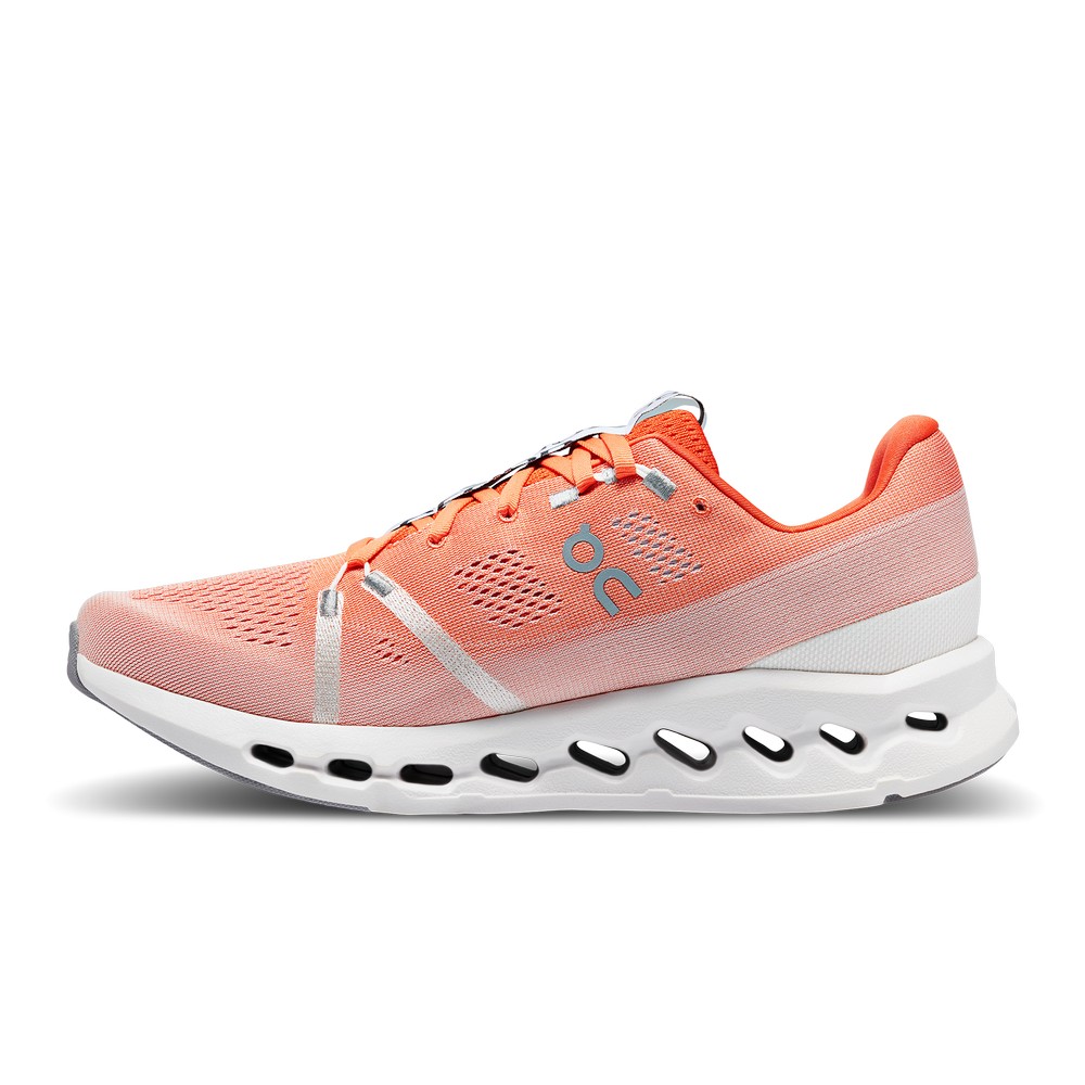 On |Men QC Cloudsurfer Road Running Shoes Flame / White | GA51-C2HM