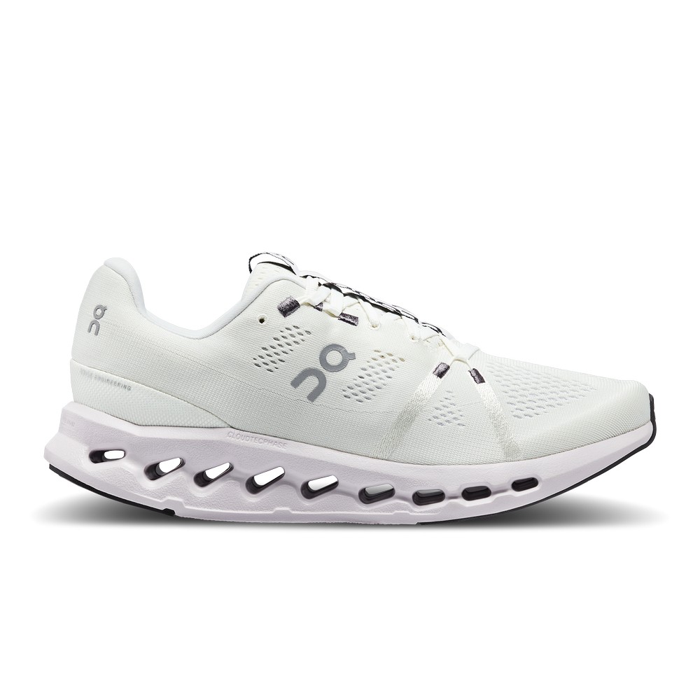 On |Men QC Cloudsurfer Road Running Shoes White / Frost | OY52-H3RJ