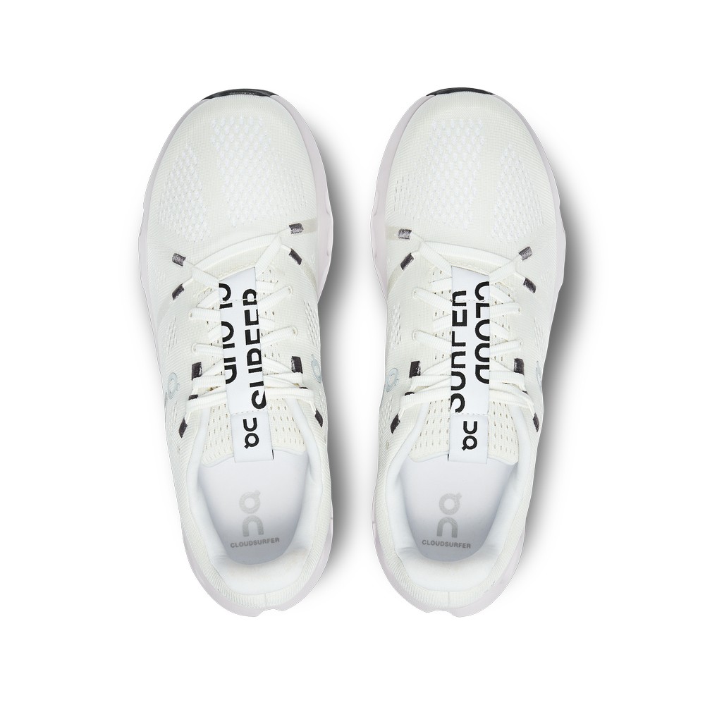 On |Men QC Cloudsurfer Road Running Shoes White / Frost | OY52-H3RJ