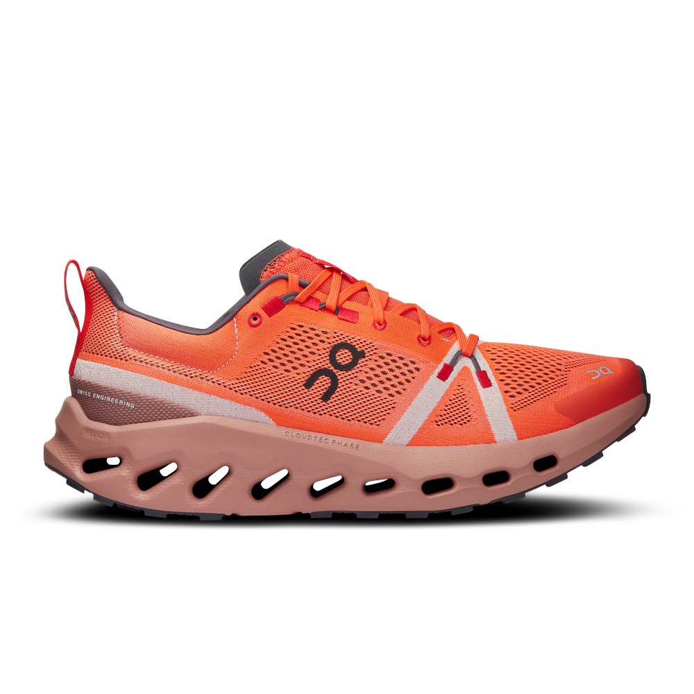 On |Men QC Cloudsurfer Trail Road Running Shoes Flame / Dustrose | YV47-N5PV