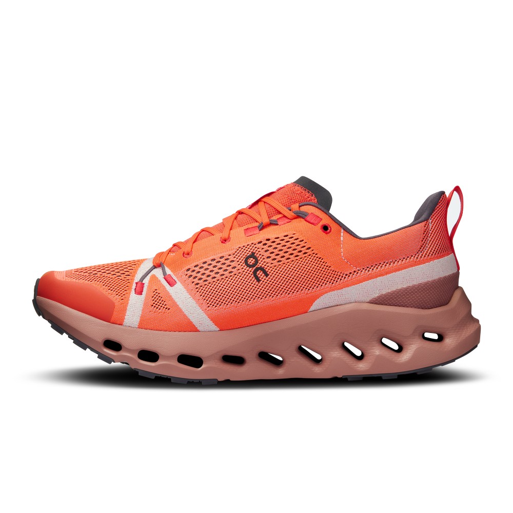 On |Men QC Cloudsurfer Trail Road Running Shoes Flame / Dustrose | YV47-N5PV