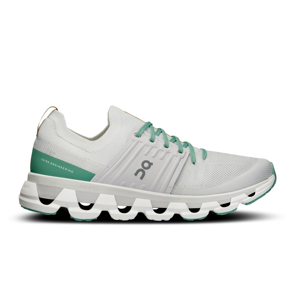 On |Men QC Cloudswift 3 Road Running Shoes White / Green | PF84-W6UE