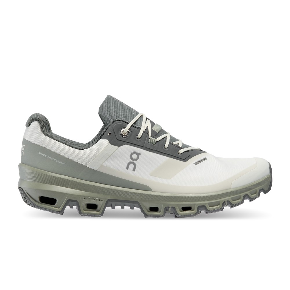 On |Men QC Cloudventure Waterproof Trail Running Shoes Ice / Kelp | UQ97-J9PM