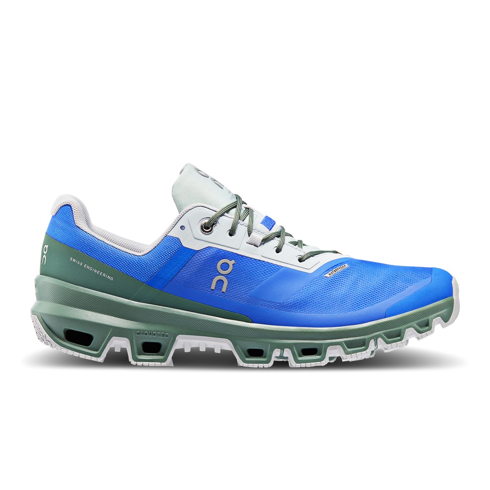 On |Men QC Cloudventure Waterproof Trail Running Shoes Cobalt / Ivy | GP63-L9KB