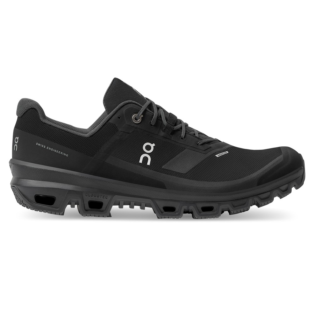 On |Men QC Cloudventure Waterproof Trail Running Shoes Black | TS09-A7WQ