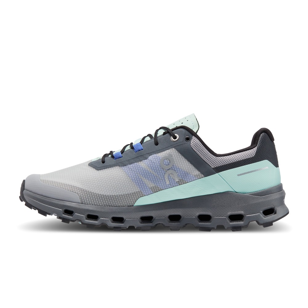 On |Men QC Cloudvista Trail Running Shoes Alloy / Black | YQ52-A9FO