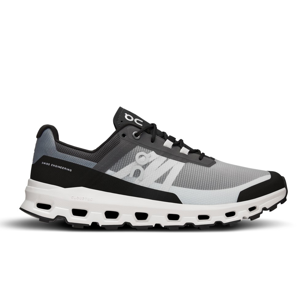 On |Men QC Cloudvista Trail Running Shoes Black / White | VH21-Y9BP