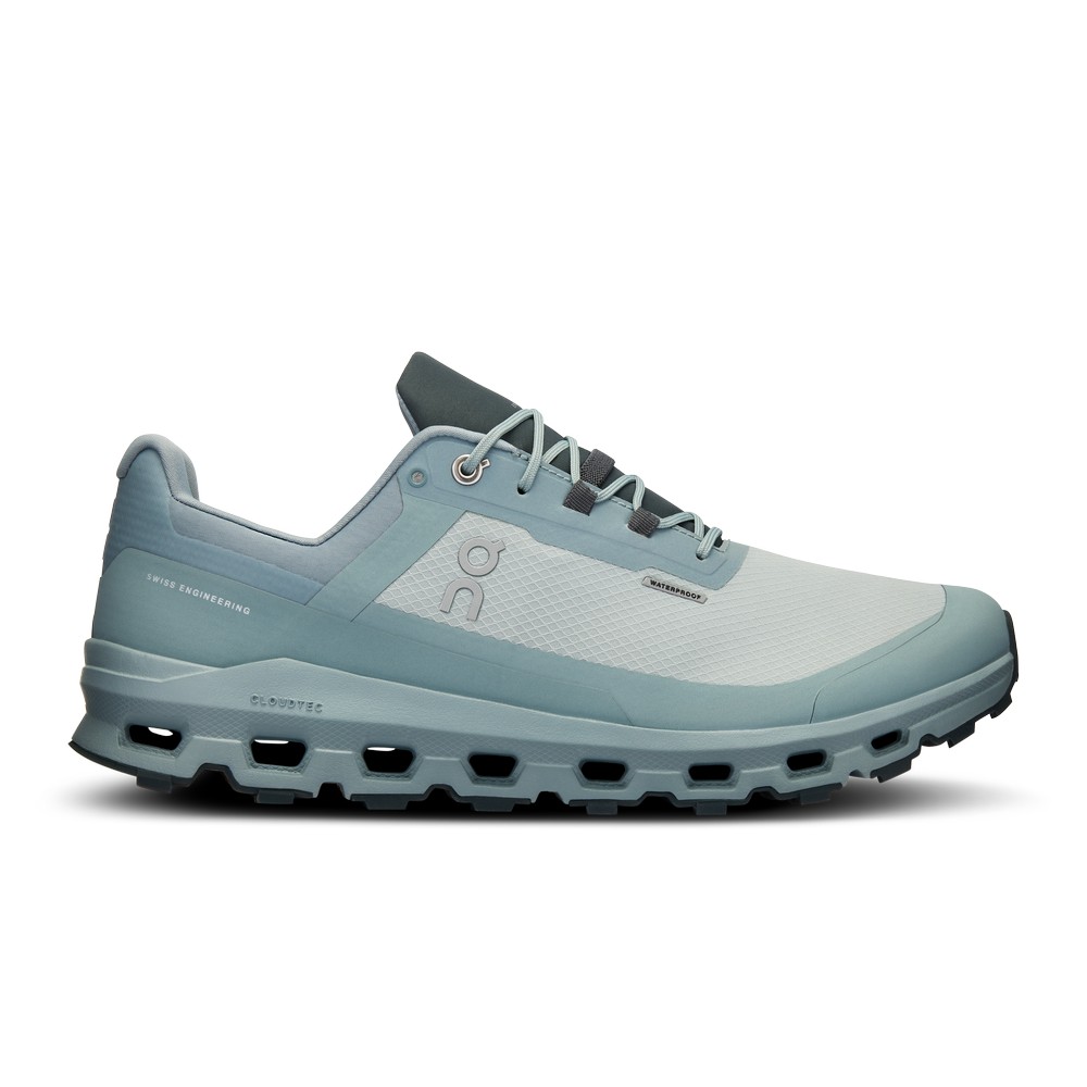 On |Men QC Cloudvista Waterproof Trail Running Shoes Glacier / Cobble | PB47-B0GS