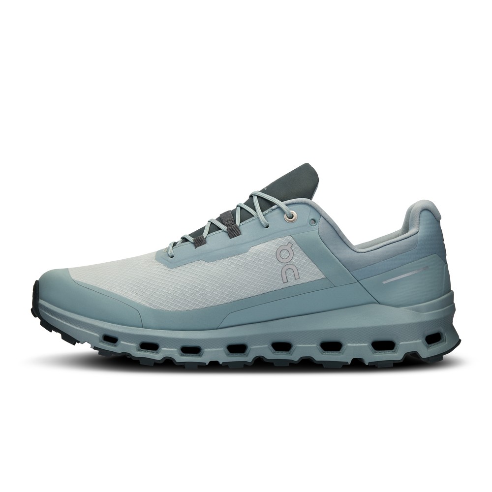 On |Men QC Cloudvista Waterproof Trail Running Shoes Glacier / Cobble | PB47-B0GS