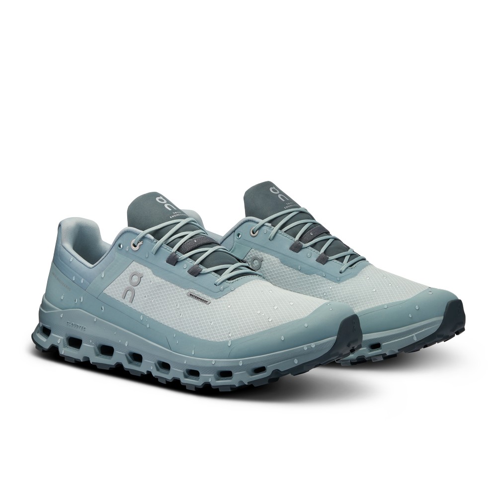 On |Men QC Cloudvista Waterproof Trail Running Shoes Glacier / Cobble | PB47-B0GS