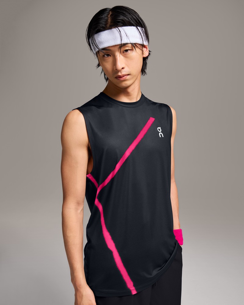 On |Men QC Court Tank Tops and T-shirts Black | FK15-R7YT