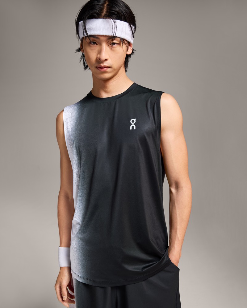 On |Men QC Court Tank Tops and T-shirts Black / White | NB11-U4QM