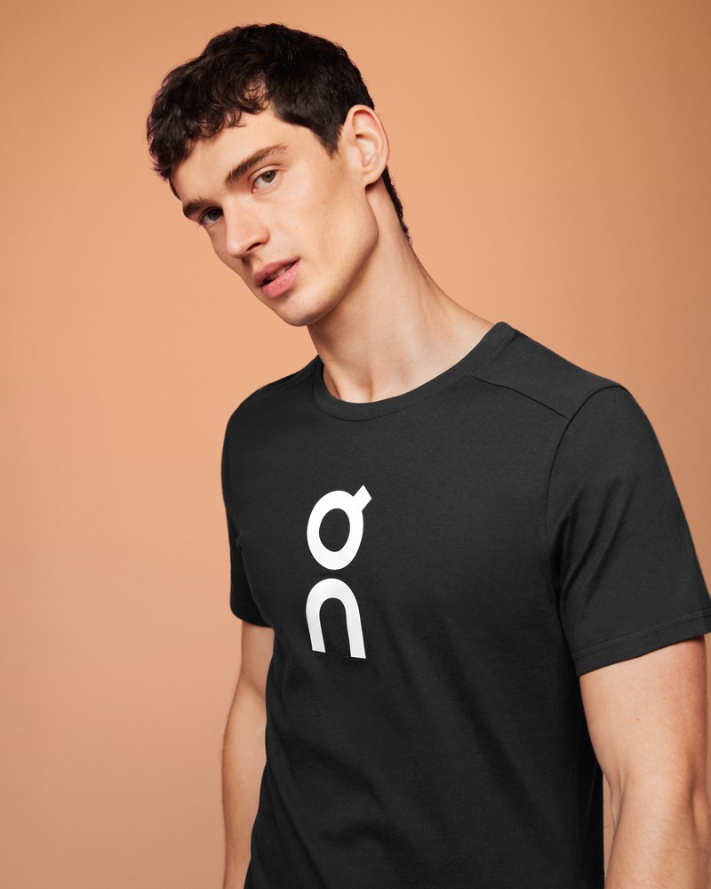 On |Men QC Graphic-T Tops and T-shirts Black / White | XD89-D7PF