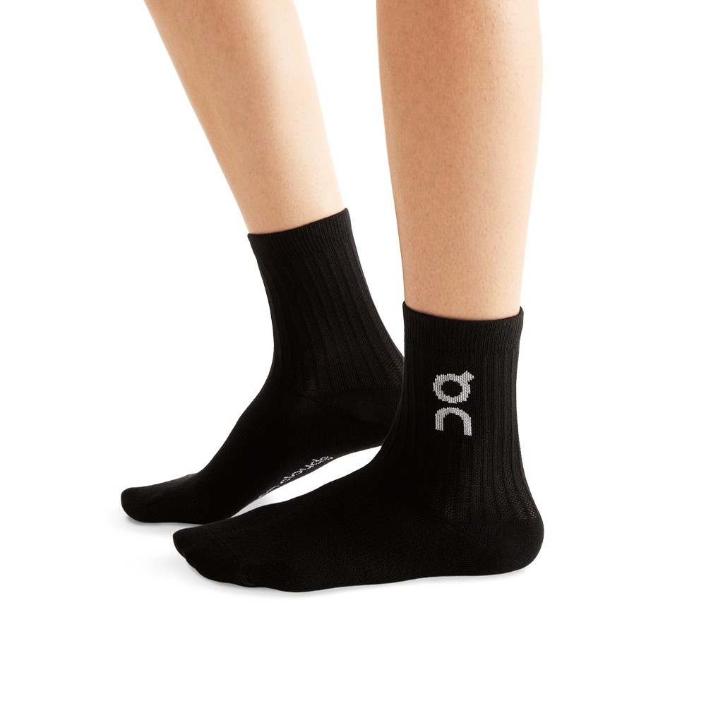 On |Men QC Logo Sock 3-Pack Socks Black | XT01-M5VW