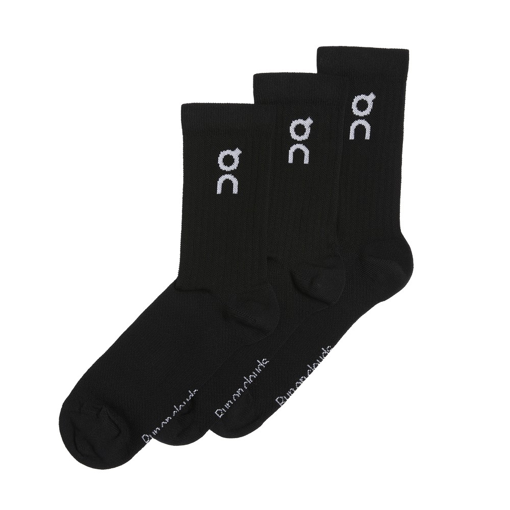 On |Men QC Logo Sock 3-Pack Socks Black | XT01-M5VW