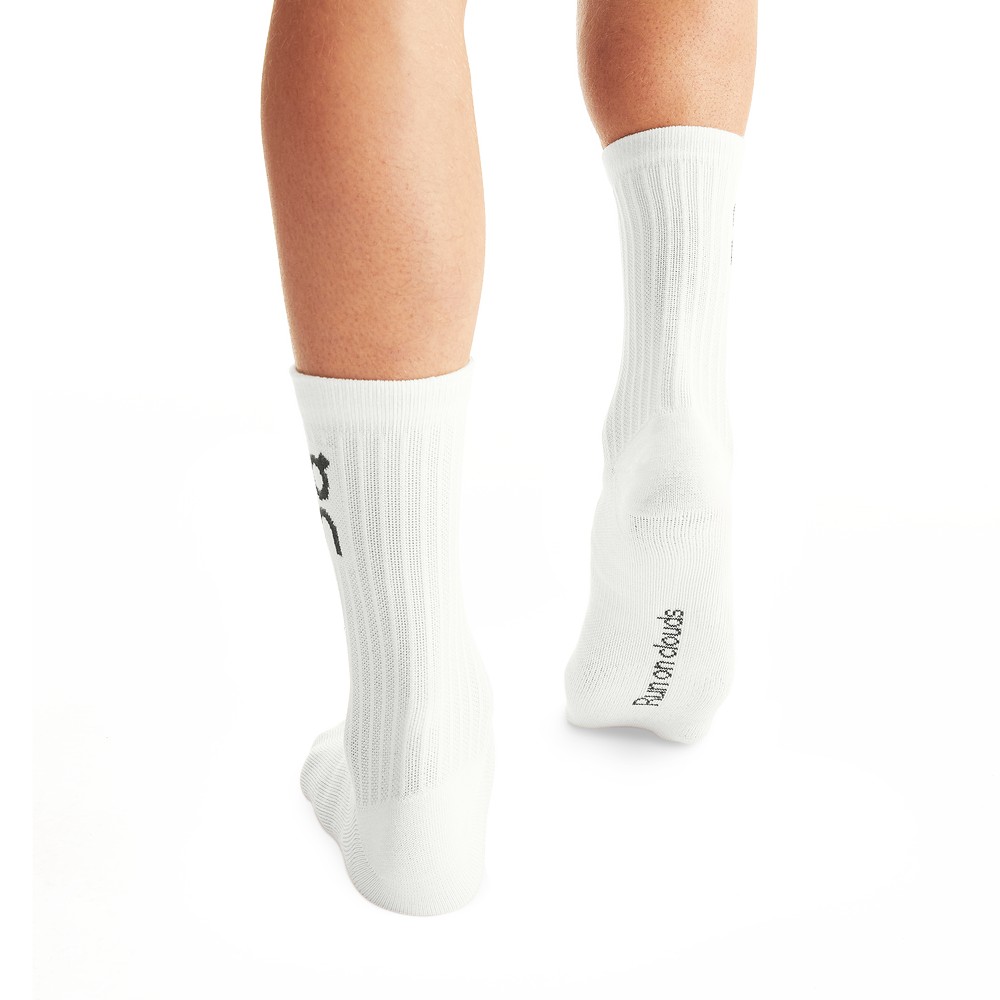 On |Men QC Logo Sock 3-Pack Socks White | UJ65-M7DI