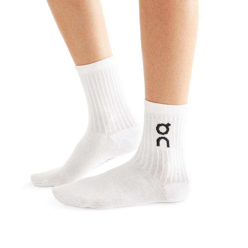 On |Men QC Logo Sock 3-Pack Socks White | UJ65-M7DI