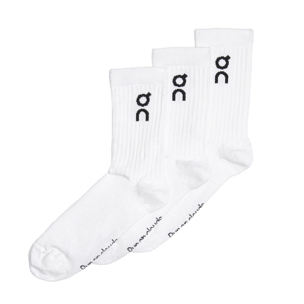 On |Men QC Logo Sock 3-Pack Socks White | UJ65-M7DI