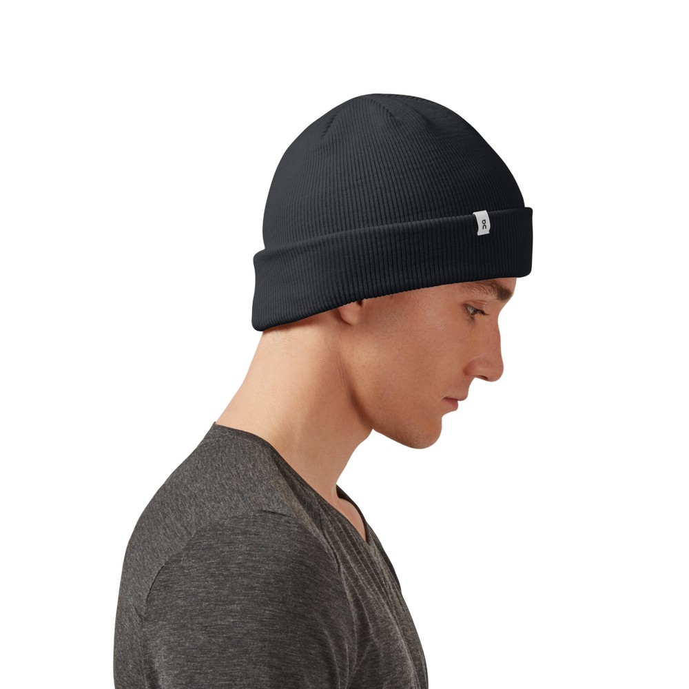 On |Men QC Merino Beanie Headwear Black | CY21-G5LG