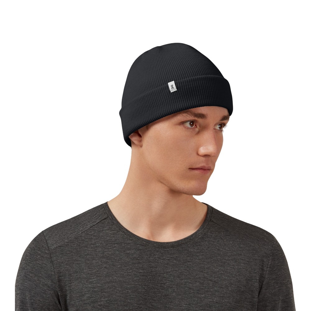 On |Men QC Merino Beanie Headwear Black | CY21-G5LG