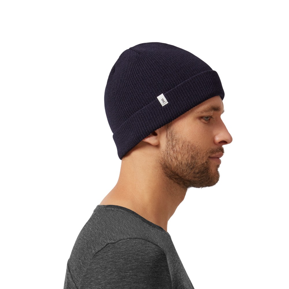 On |Men QC Merino Beanie Headwear Navy | VT13-B2IA