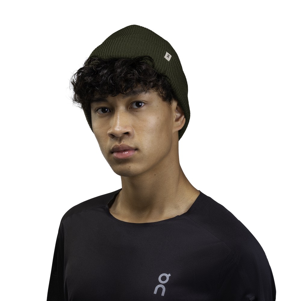 On |Men QC Merino Beanie Headwear Olive | QU04-Y7UF