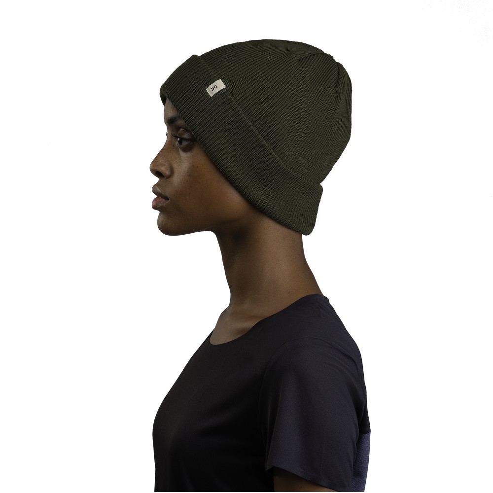 On |Men QC Merino Beanie Headwear Olive | QU04-Y7UF