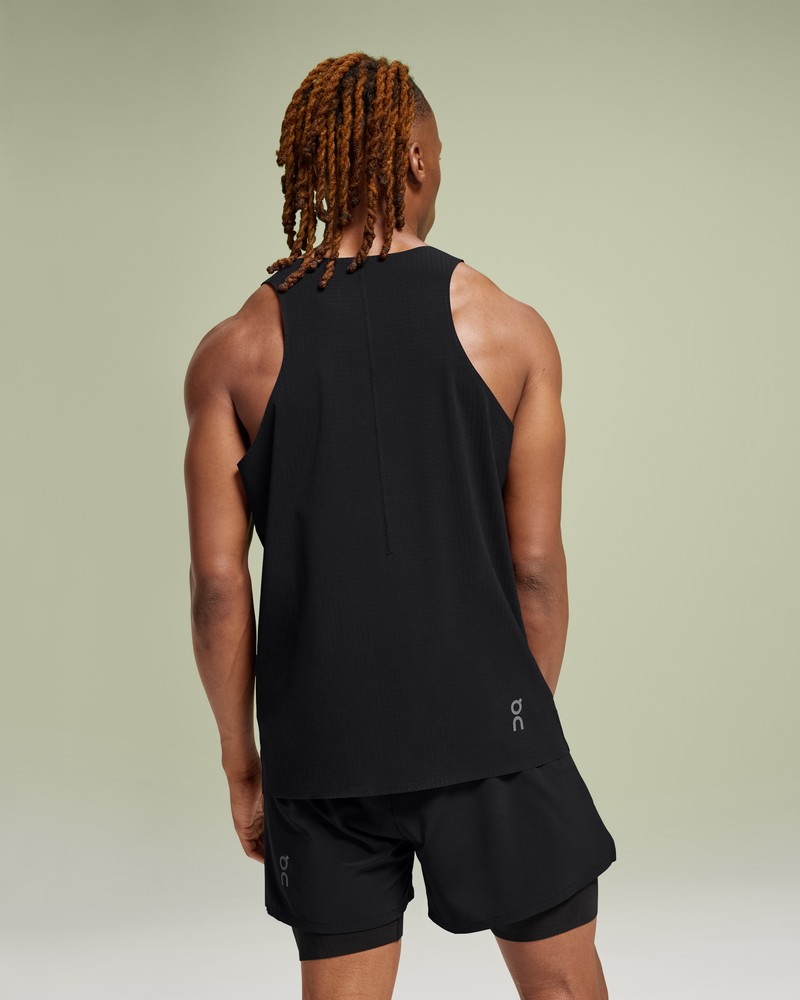 On |Men QC Pace Tank Tops and T-shirts Black | AG07-H9GG