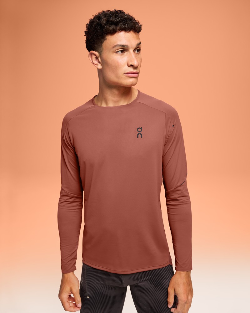 On |Men QC Performance Long-T Tops and T-shirts Auburn / Ruby | LU71-Z4IY