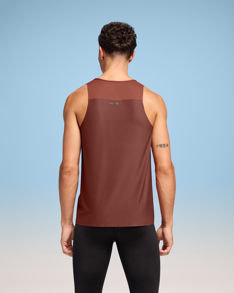 On |Men QC Performance Tank Tops and T-shirts Auburn / Ruby | CF35-H9AA