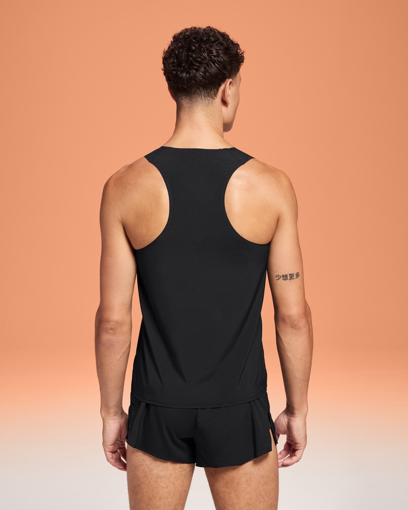 On |Men QC Race Singlet Tops and T-shirts Black | BG15-O9AR