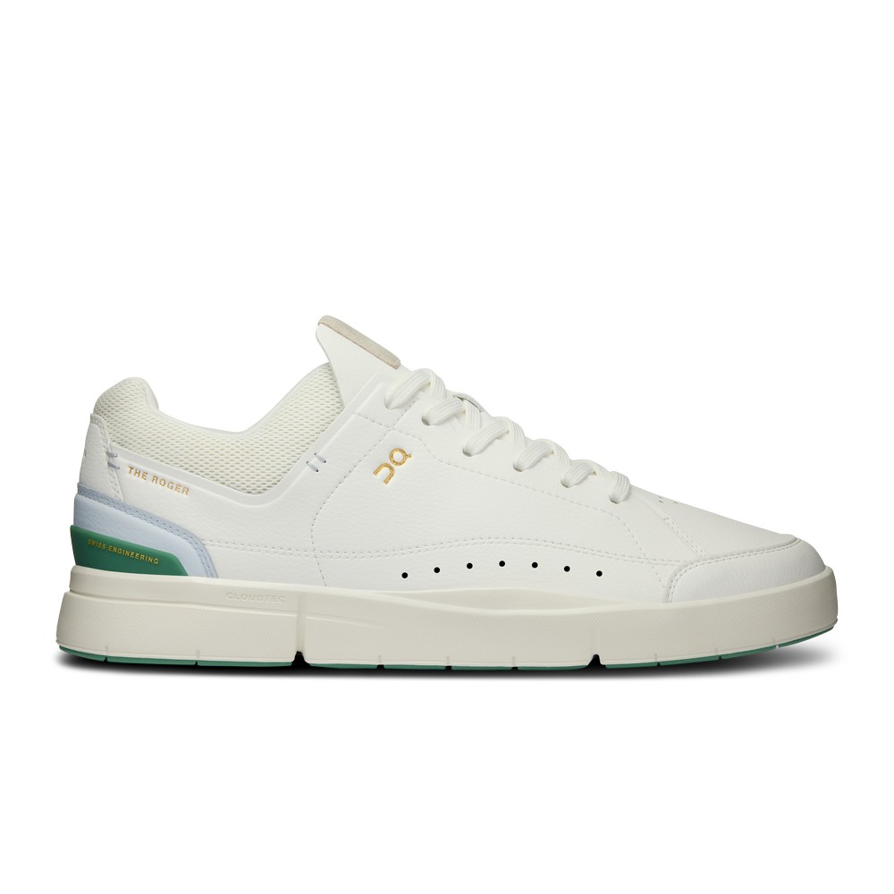 On |Men QC THE ROGER Centre Court Lifestyle Shoes White / Green | CU20-Z4MO