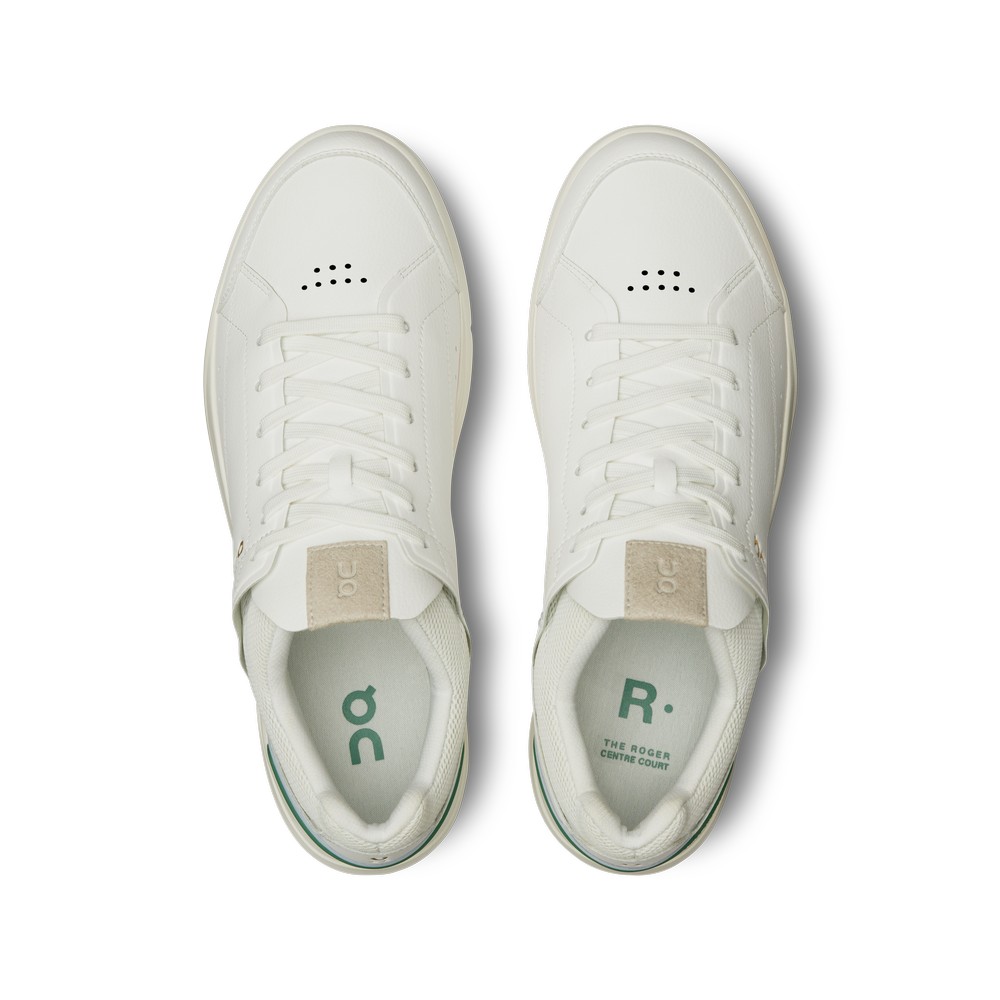 On |Men QC THE ROGER Centre Court Lifestyle Shoes White / Green | CU20-Z4MO