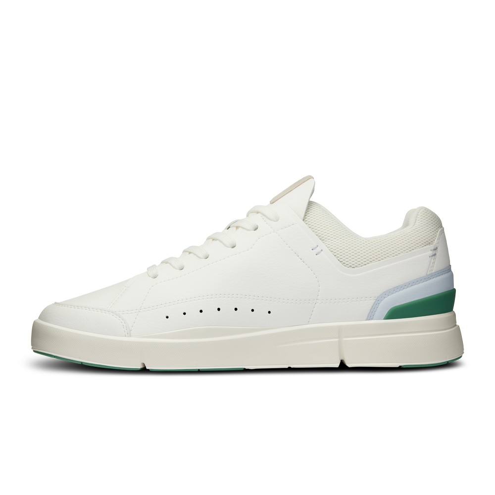 On |Men QC THE ROGER Centre Court Lifestyle Shoes White / Green | CU20-Z4MO