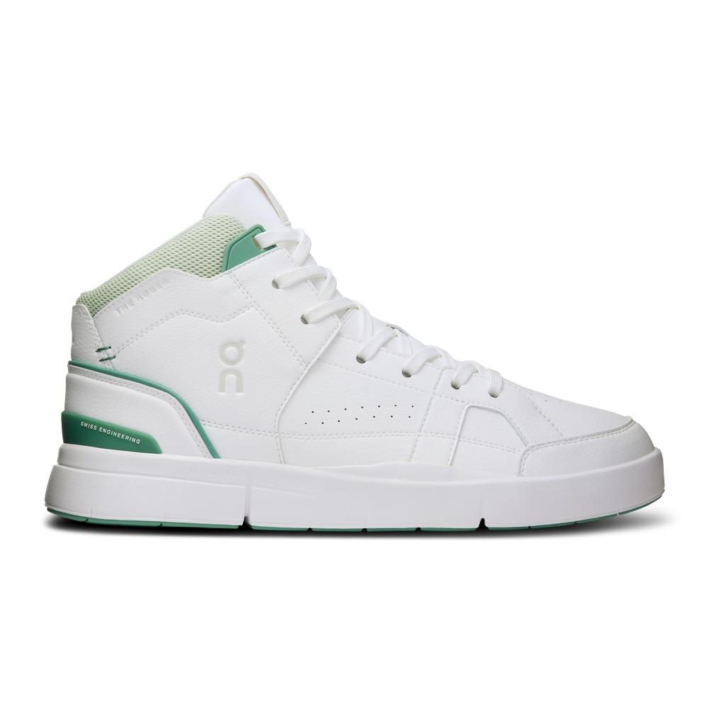 On |Men QC THE ROGER Clubhouse Mid Lifestyle Shoes White / Green | KE83-B4YO