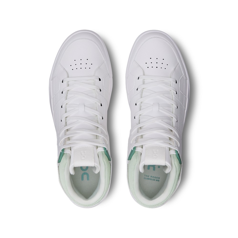 On |Men QC THE ROGER Clubhouse Mid Lifestyle Shoes White / Green | KE83-B4YO