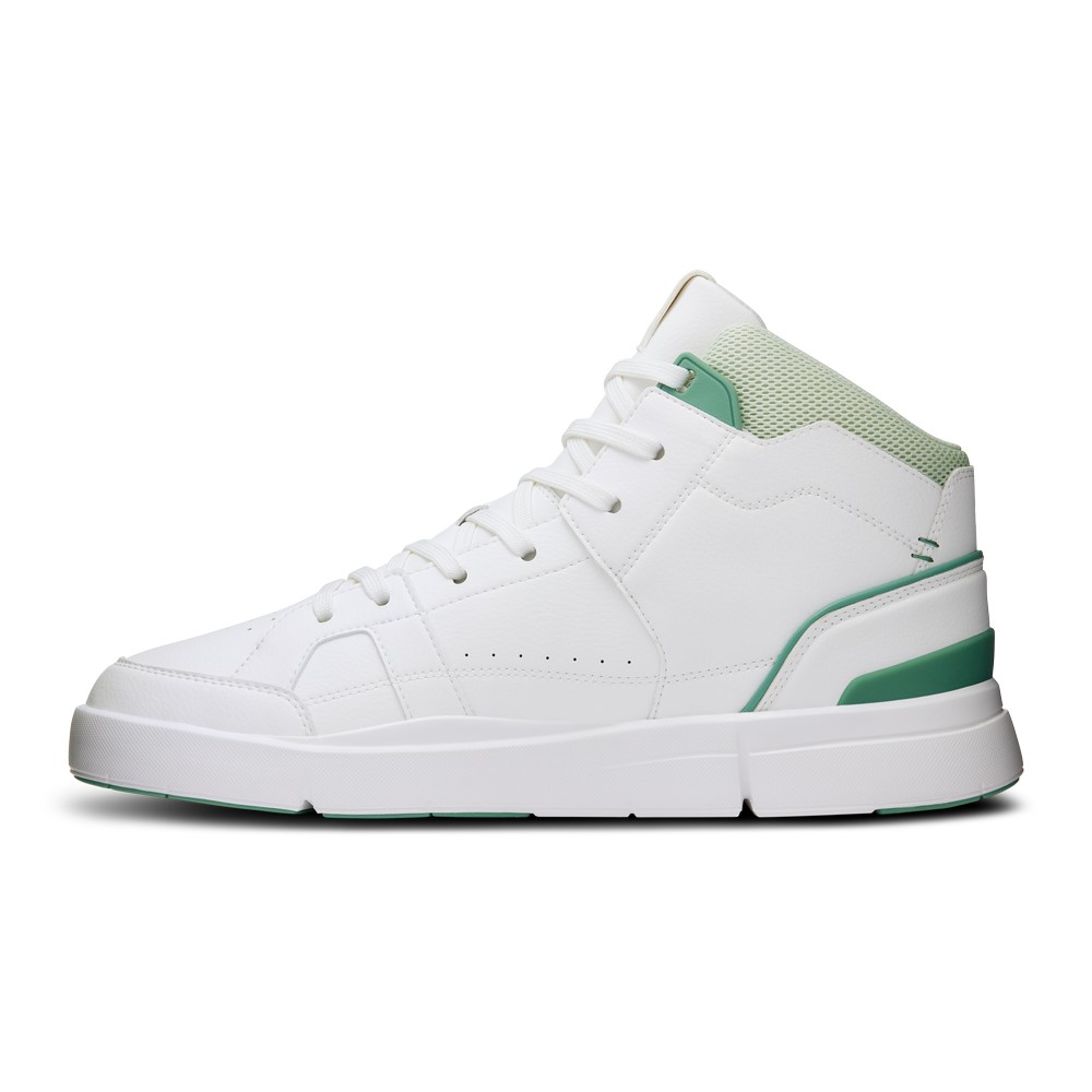 On |Men QC THE ROGER Clubhouse Mid Lifestyle Shoes White / Green | KE83-B4YO