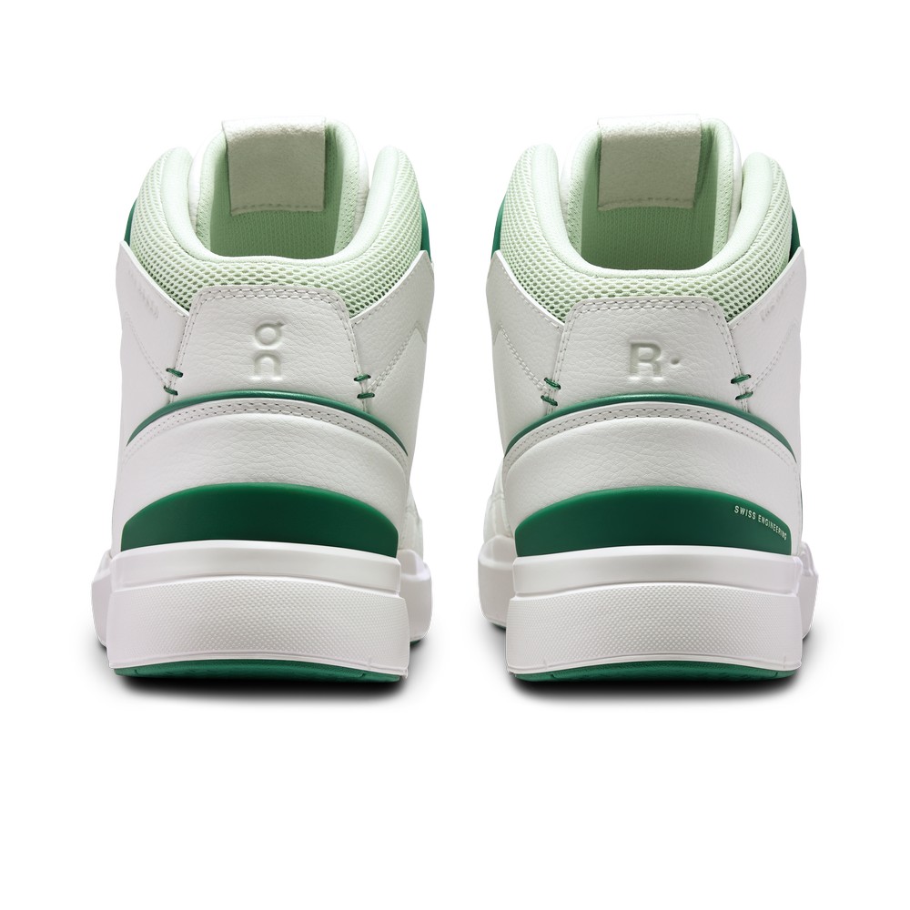 On |Men QC THE ROGER Clubhouse Mid Lifestyle Shoes White / Green | KE83-B4YO