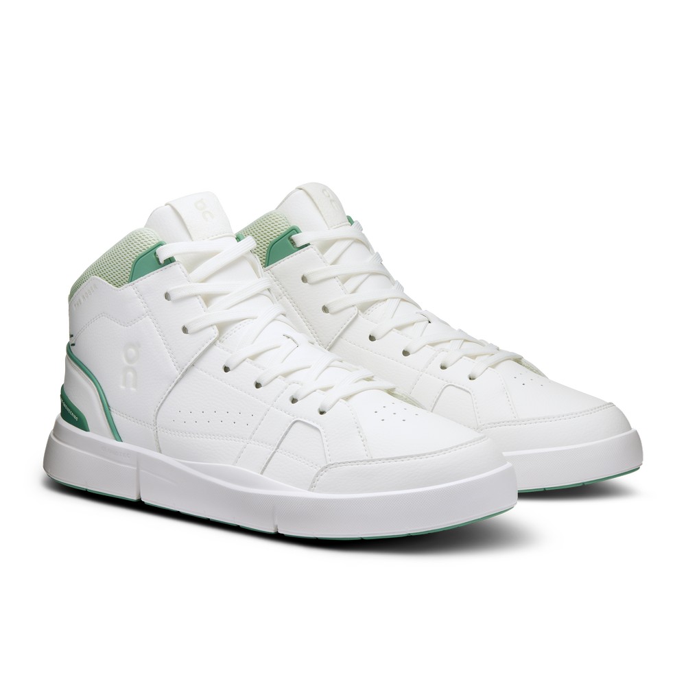 On |Men QC THE ROGER Clubhouse Mid Lifestyle Shoes White / Green | KE83-B4YO