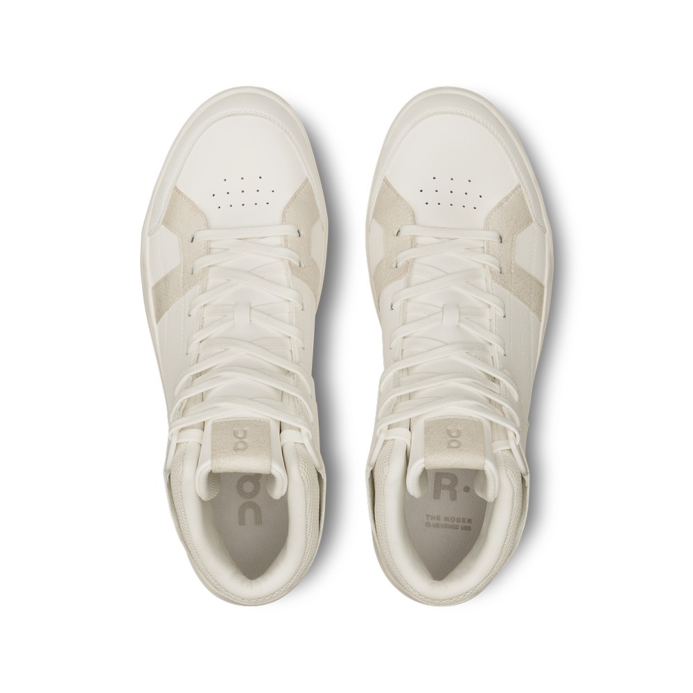 On |Men QC THE ROGER Clubhouse Mid Lifestyle Shoes White / Sand | JL45-Z1BM