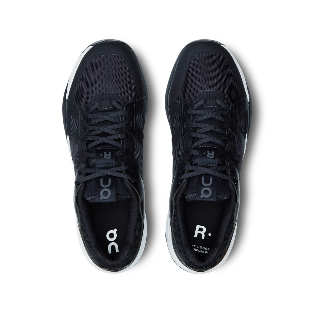 On |Men QC THE ROGER Clubhouse Pro Tennis shoes Black / White | NL89-R2NB