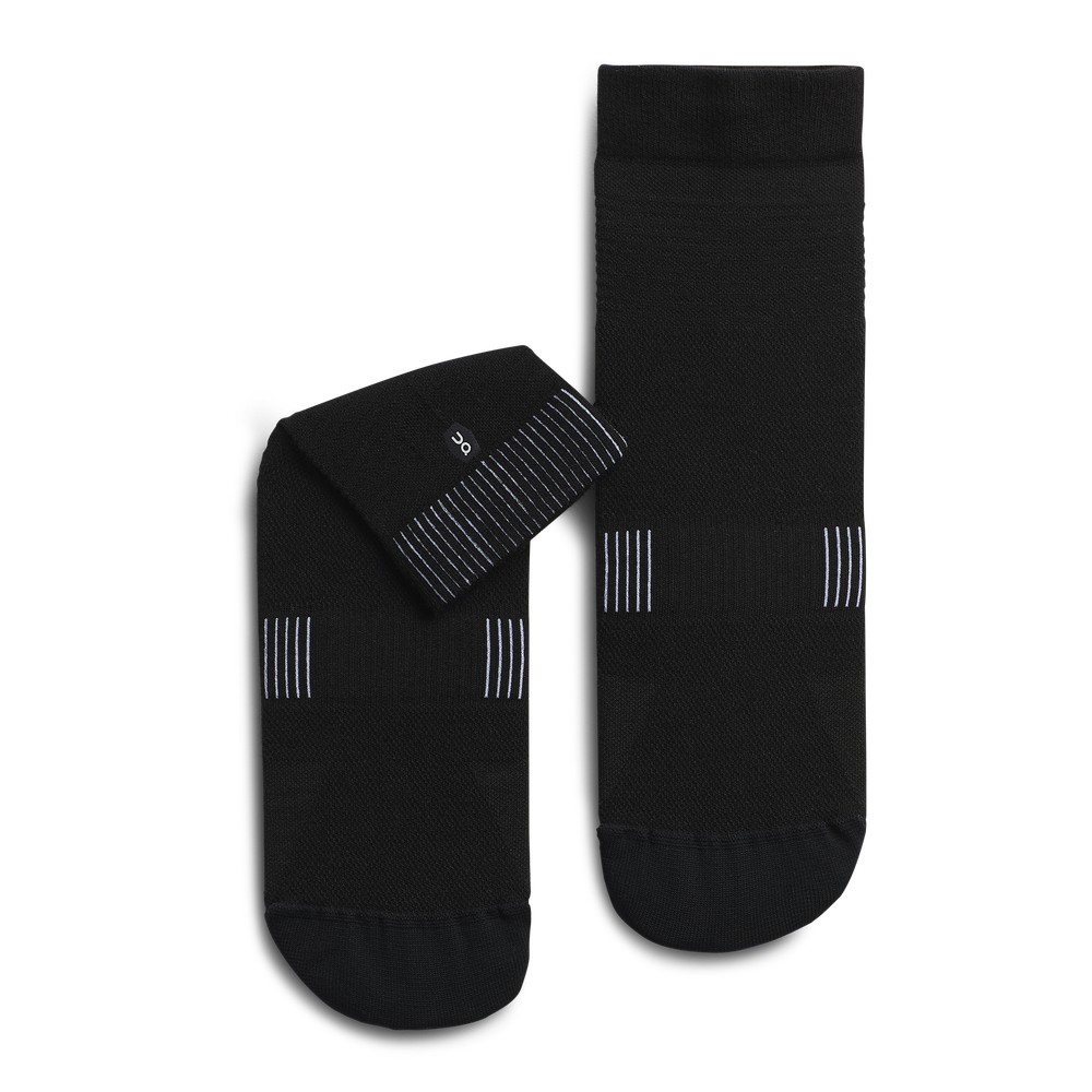 On |Men QC Ultralight Mid Sock Socks Black | White | HX51-A7XQ